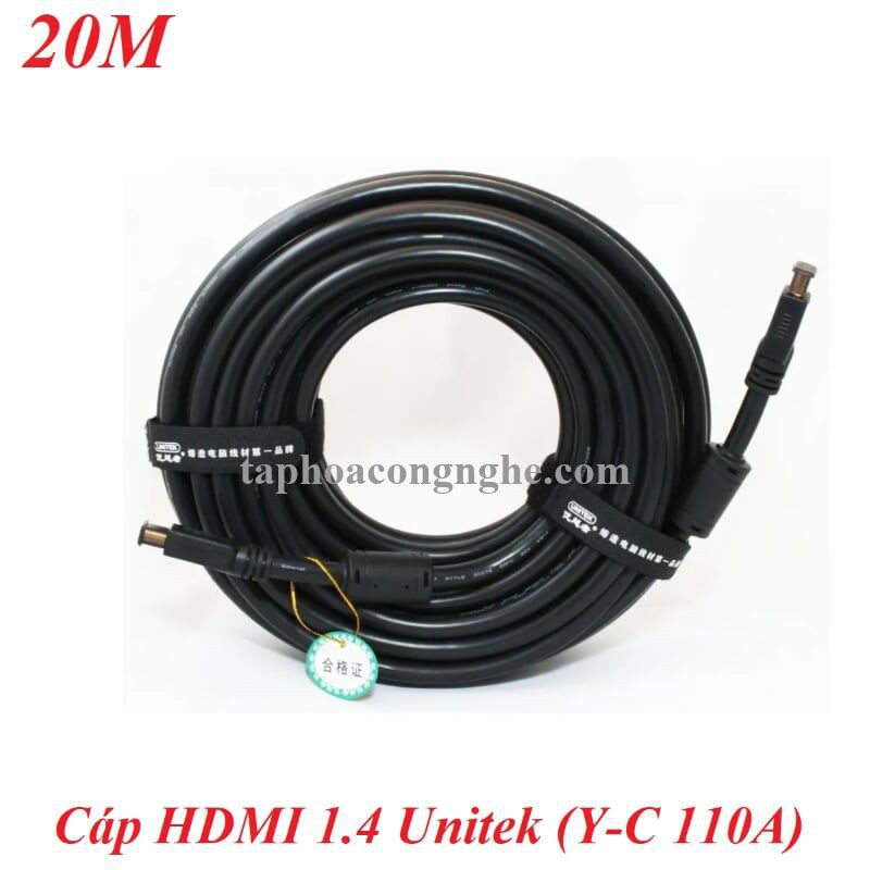 Unitek 98495 Y-C110AM chuẩn 1.4 20M 4k Màu Đen Cáp Hdmi dây tròn chống nhiễu 30098495